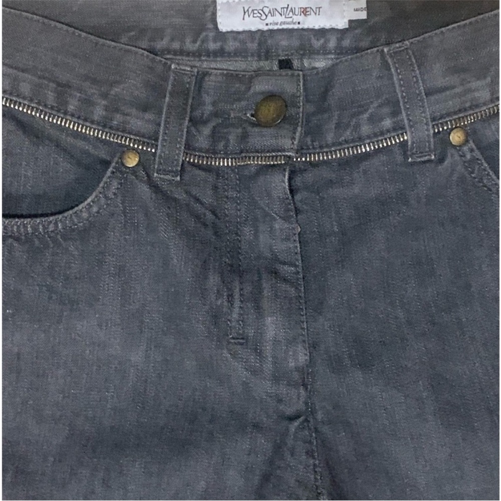 Saint Laurent / Rive Gauche Faded Black Denim Jeans with YSL logo - Picture 3 of 11